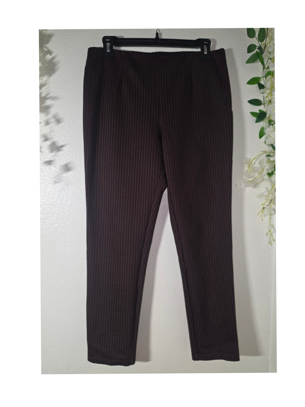 Calvin Klein Women's Dark Brown Pinstripe Dress Pants
